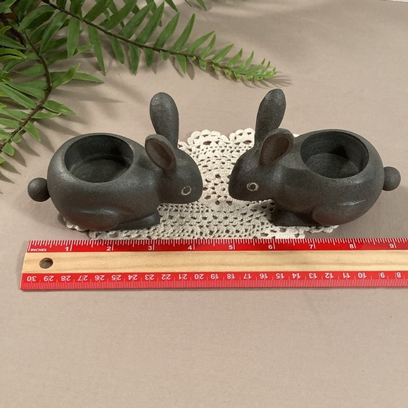 Crate & Barrel Metal Bunny Rabbit Candle Holders Set - Picture 13 of 13